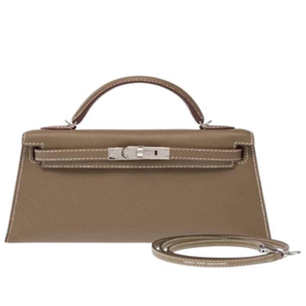 KELLY II SELLIER MINI VEAU EPSOM ETOUPE PHW