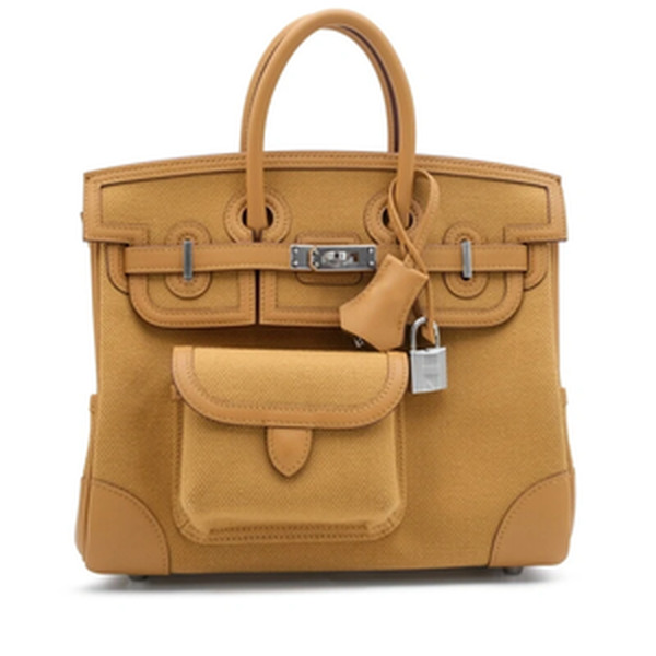 BIRKIN CARGO 25 VEAU SWIFT/TOILE GOELAND DESERT/SESAME PHW