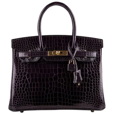 BIRKIN 30 SHINY CROCODILE NILOTICUS AUBERGINE GHW