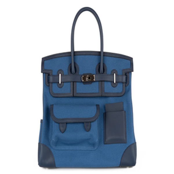 BIRKIN 35 CARGO VEAU SWIFT/CANVAS  BLEU NAVY/BLEU EGEE PHW