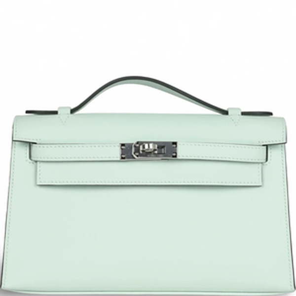 KELLY POCHETTE VEAU SWIFT VERT PEPPERMINT PHW