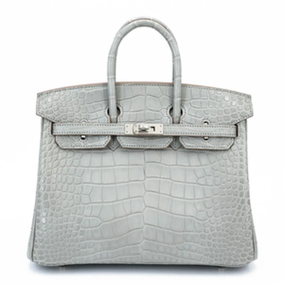 BIRKIN 25 ALLIGATOR MATTE GRIS PERLE PHW