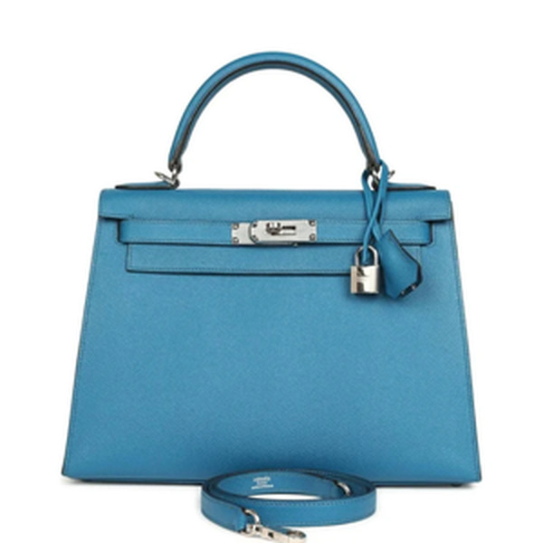 KELLY SELLIER 28 VEAU EPSOM BLUE PHW