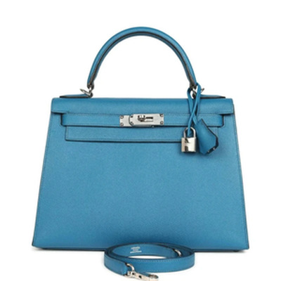 KELLY SELLIER 28 VEAU EPSOM BLUE PHW