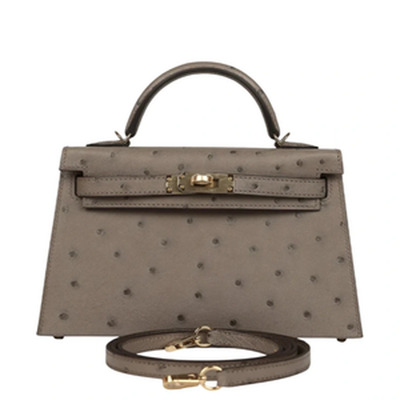 KELLY SELLIER HSS 20 OSTRICH GRIS TOURTERELLE PBHW