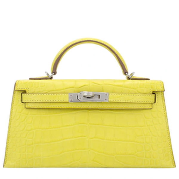 KELLY 20 MINI ALLIGATOR MATTE LIME PHW