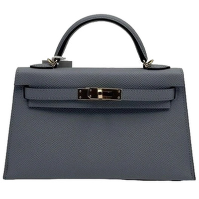 KELLY MINI 20 VEAU EPSOM GRIS PANTIN PBHW