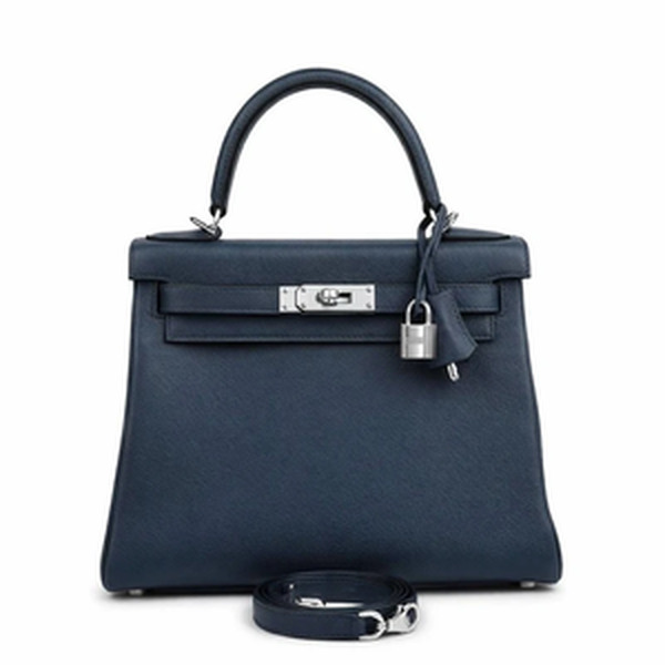 Kelly 28 Retourne Veau Evercolor Bleu Abysse PHW