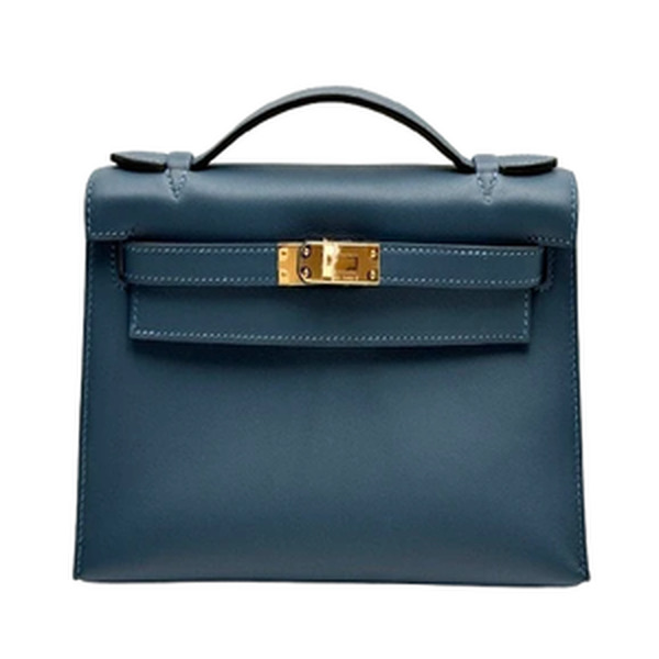 KELLY POCHETTE VEAU SWIFT BLEU DE PRUSSE GHW