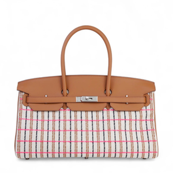 BIRKIN SHOULDER 39 GOLD/ECRU SWIFT/TOILE H CANVAS PHW