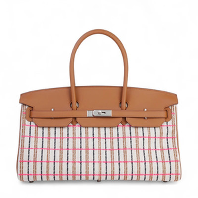 BIRKIN SHOULDER 39 GOLD/ECRU SWIFT/TOILE H CANVAS PHW
