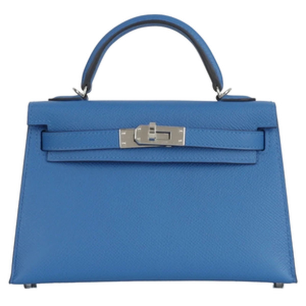 KELLY II SELLIER MINI 20 VEAU EPSOM BLEU ZELLIGE