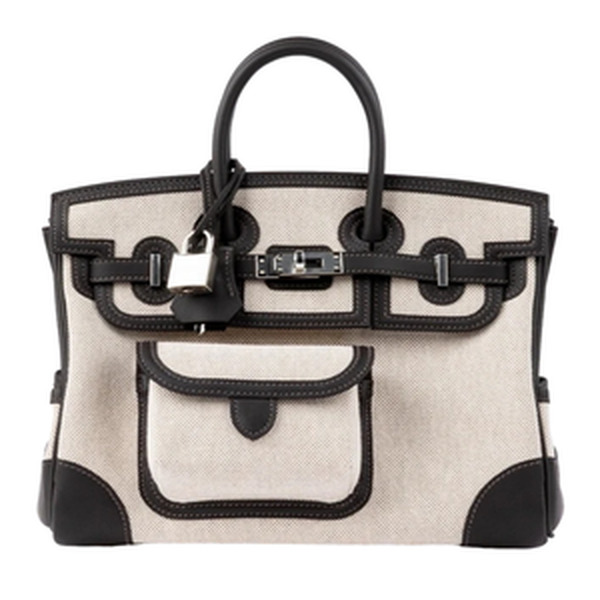 BIRKIN CARGO 25 VEAU SWIFT / TOILE H / ECRU-BEIGE/BAI-BRUN