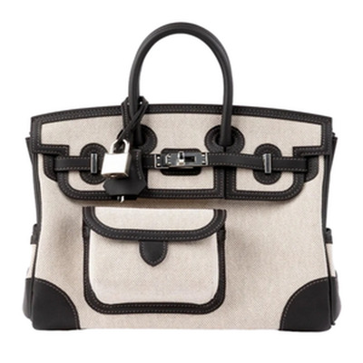 BIRKIN CARGO 25 VEAU SWIFT / TOILE H / ECRU-BEIGE/BAI-BRUN