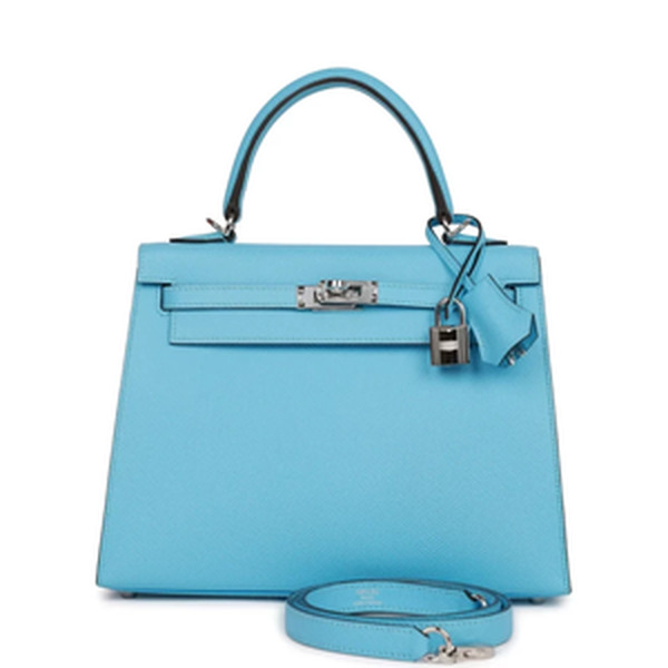 KELLY SELLIER 25 VEAU EPSOM BLEU CELESTE PHW