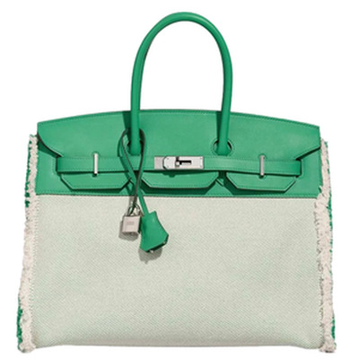 Birkin Fray 35 Swift / Toile Vert Menthe