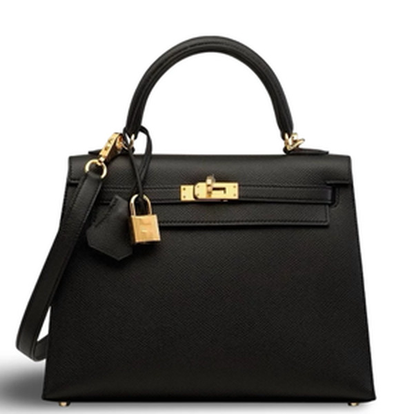 KELLY 25 VEAU EPSOM NOIR GHW