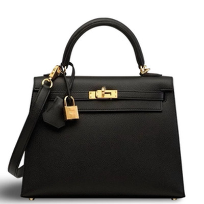 KELLY 25 VEAU EPSOM NOIR GHW