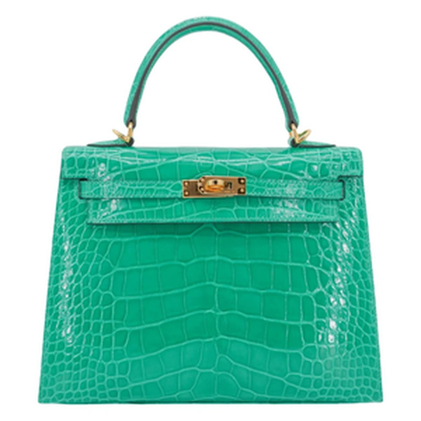 KELLY 25 ALLIGATOR MISSISSIPPIENSIS LISSE VERT JADE GHW